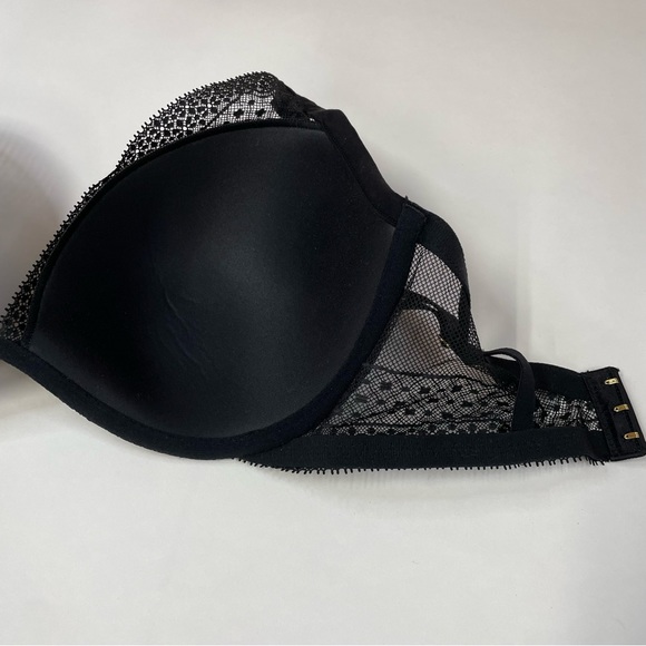 NEW Victorias Secret 34DDD Lightly Lined Plunge Bra Solid Black Lace Underwire - Picture 6 of 8